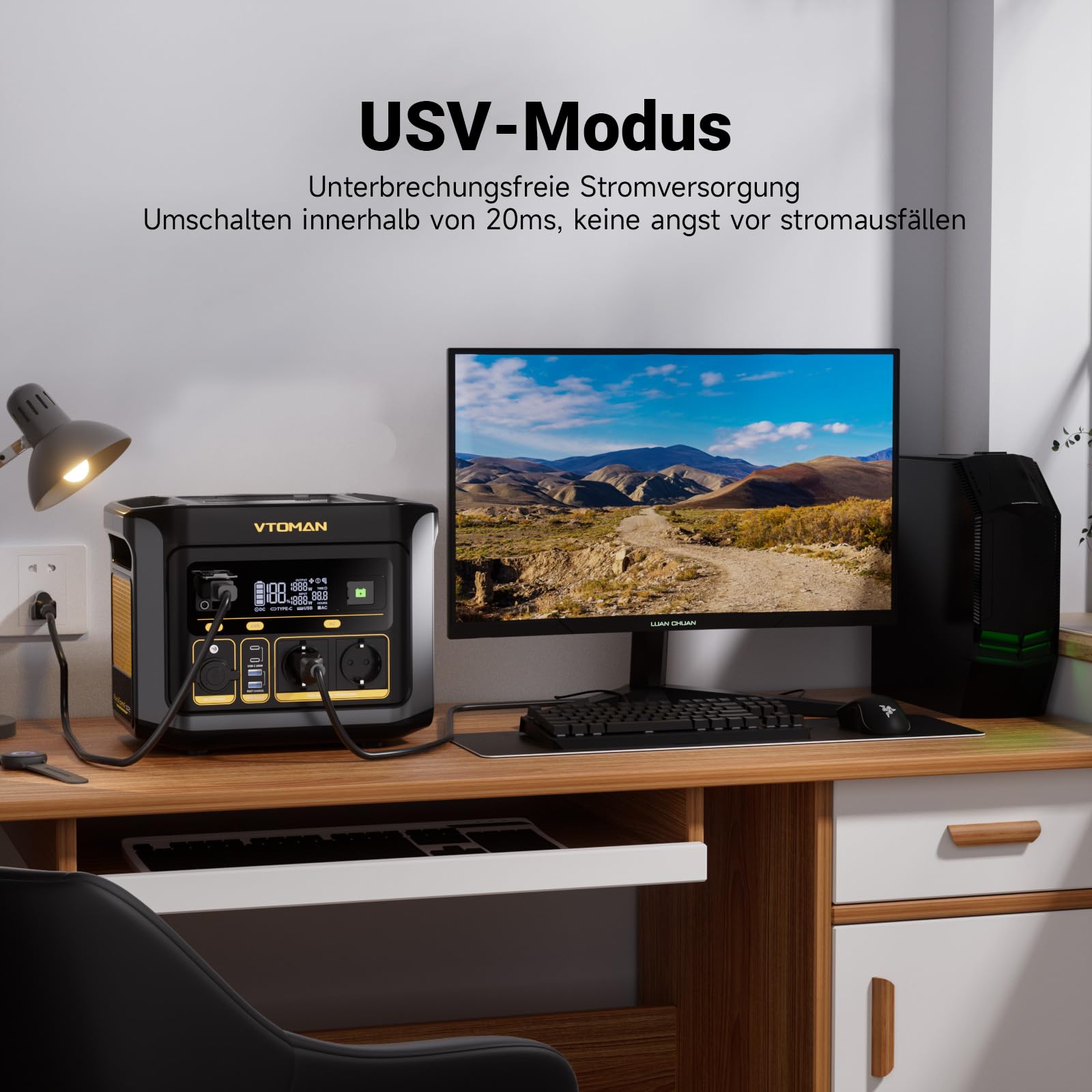 VTOMAN FlashSpeed 600 Tragbare Powerstation 600W (Spitze 1200W) - 499Wh Solargenerator LiFePO4 Stromgenerator Mobile Stromspeicher, 100W USB-C, 60 Min Schnellladung 0-80% für Camping, Angeln,Wohnmobil