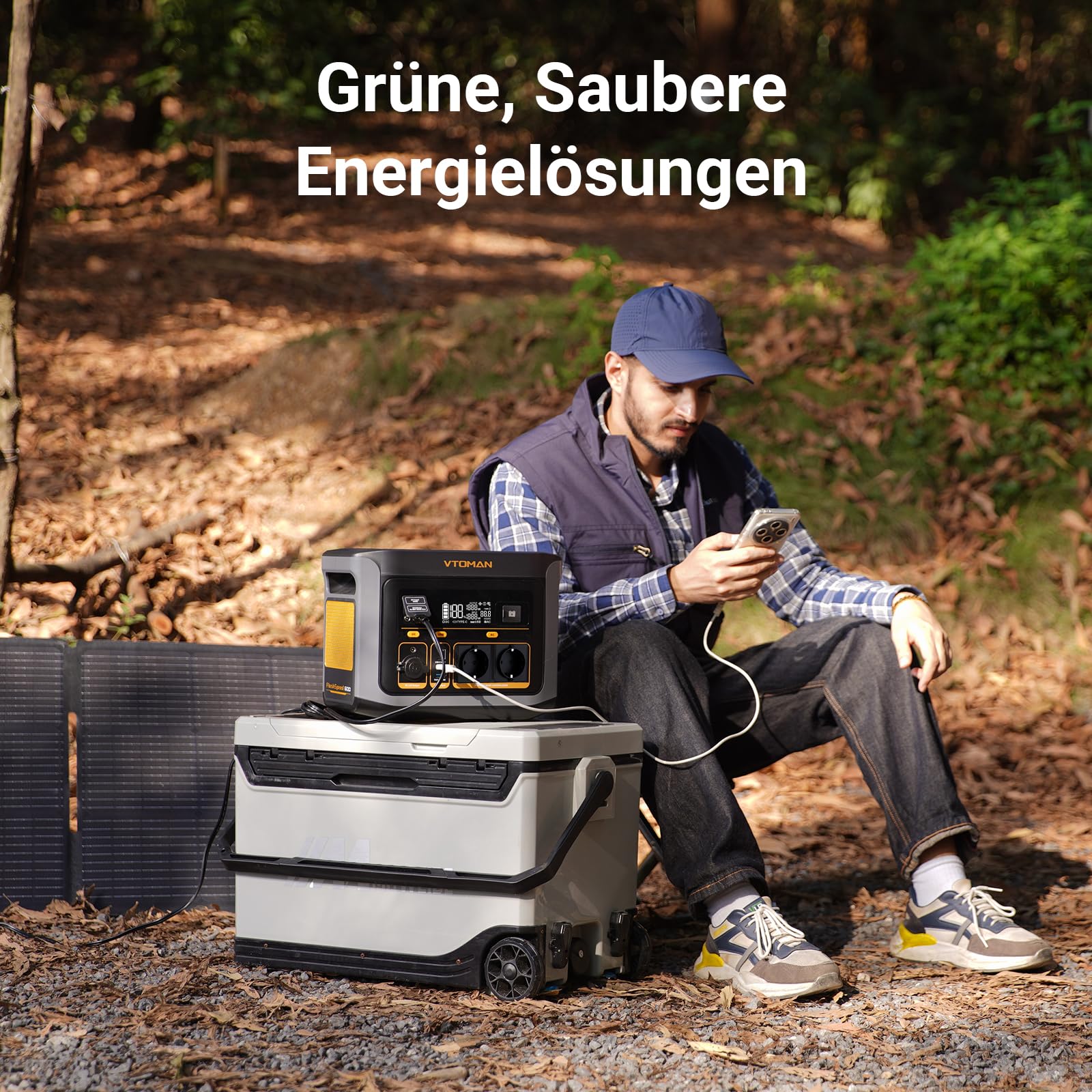VTOMAN FlashSpeed 600 Tragbare Powerstation mit Zusatzbatterie - 2047Wh/600W (Spitze 1200W) Solargenerator LiFePO4 Akku, 100W USB-C/230VAusgang Schnellladeleistung für Wohnmobil, Camping, Notfälle